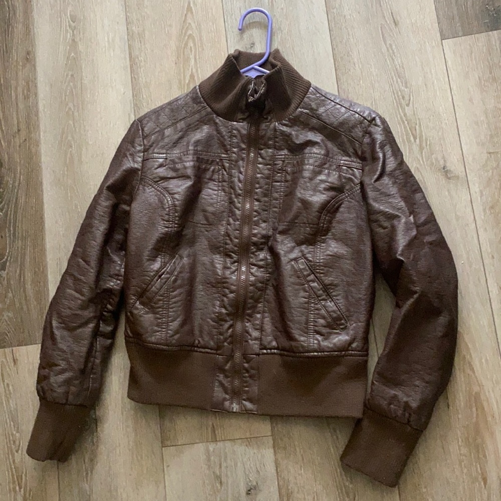 Brown leather jacket